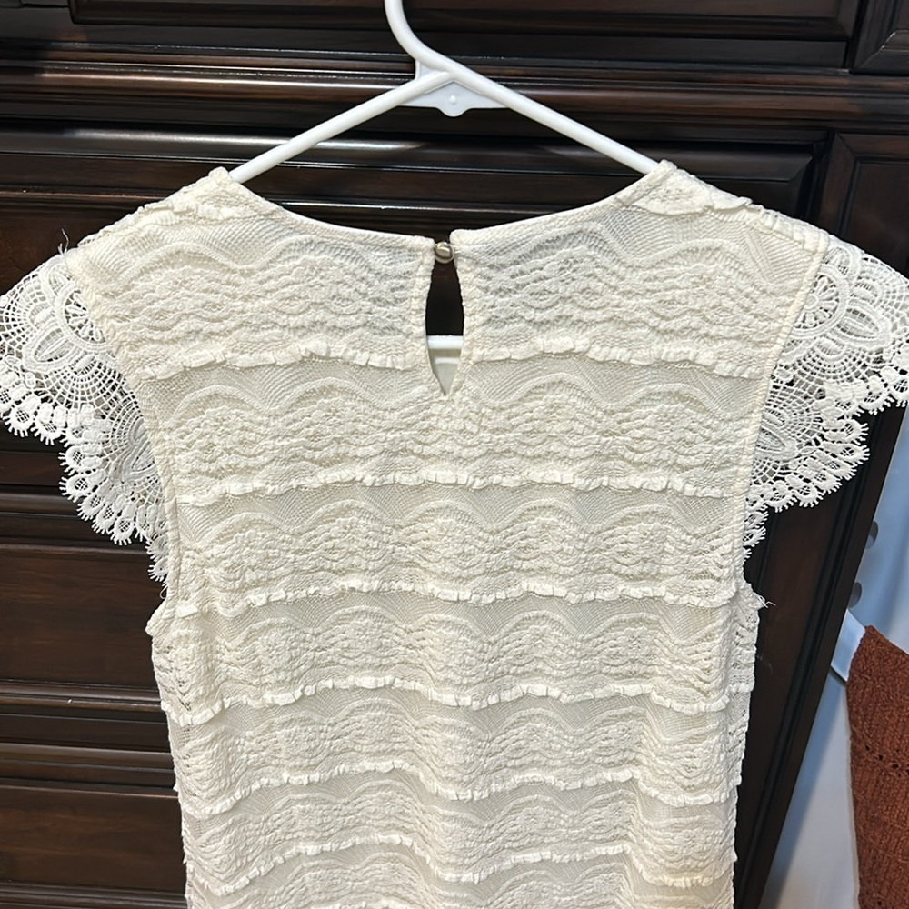 Cupio Women's Cream Lace Top M - Picture 7 of 8